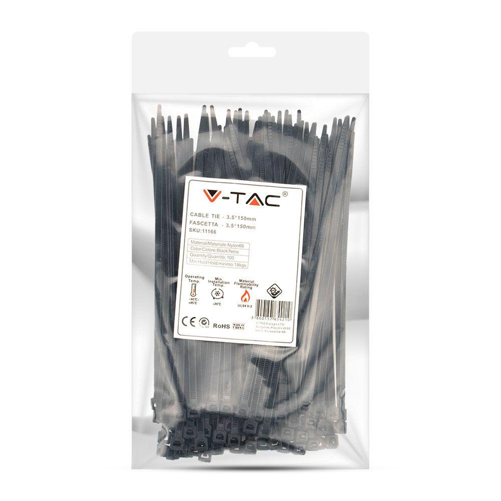 CABLE TIE 3.5*150mm BLACK (FLAMABILITY MATERIAL RATING - UL94-V2) 100PCS/PACK