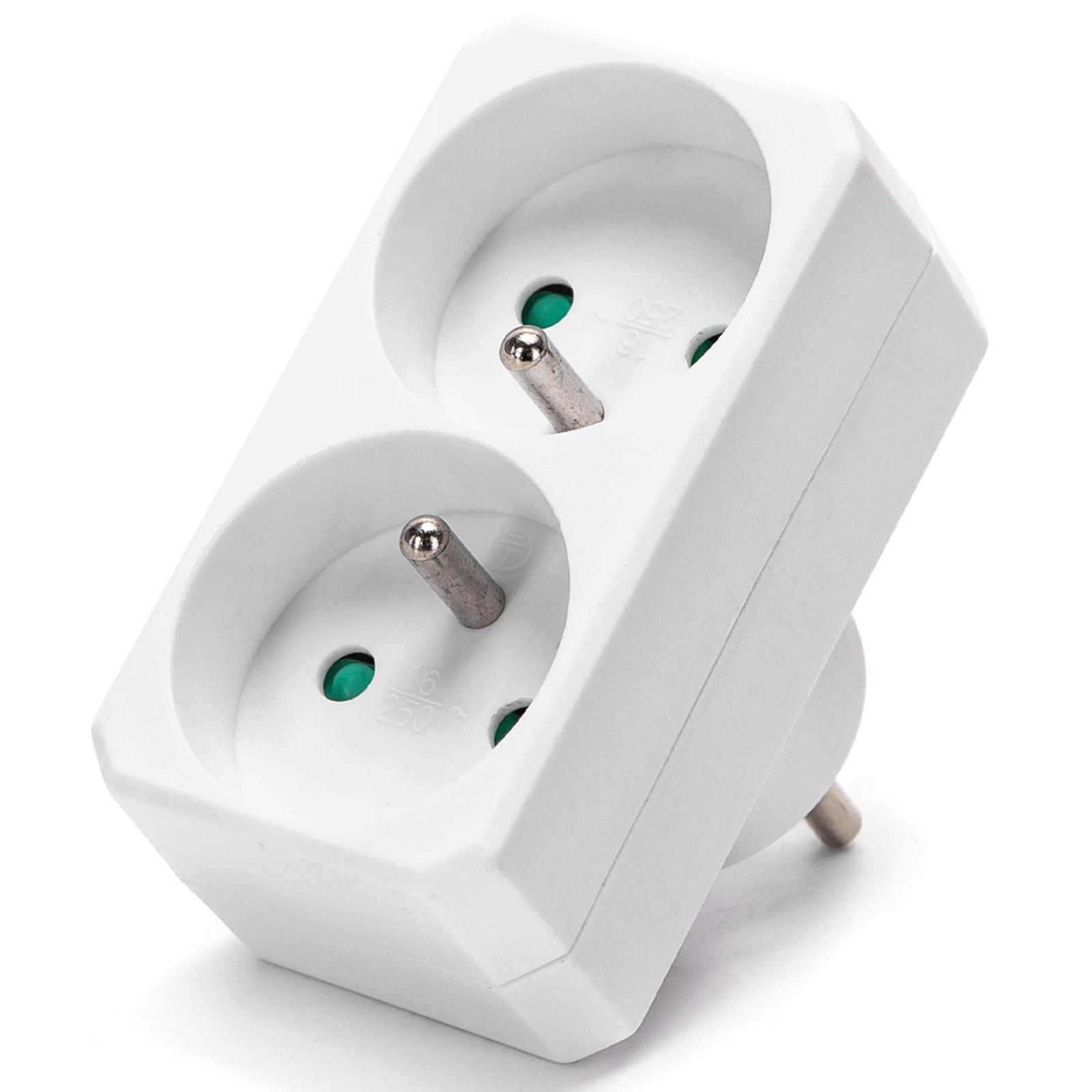 French 2-Way Adaptor (Without Switch) 16A White