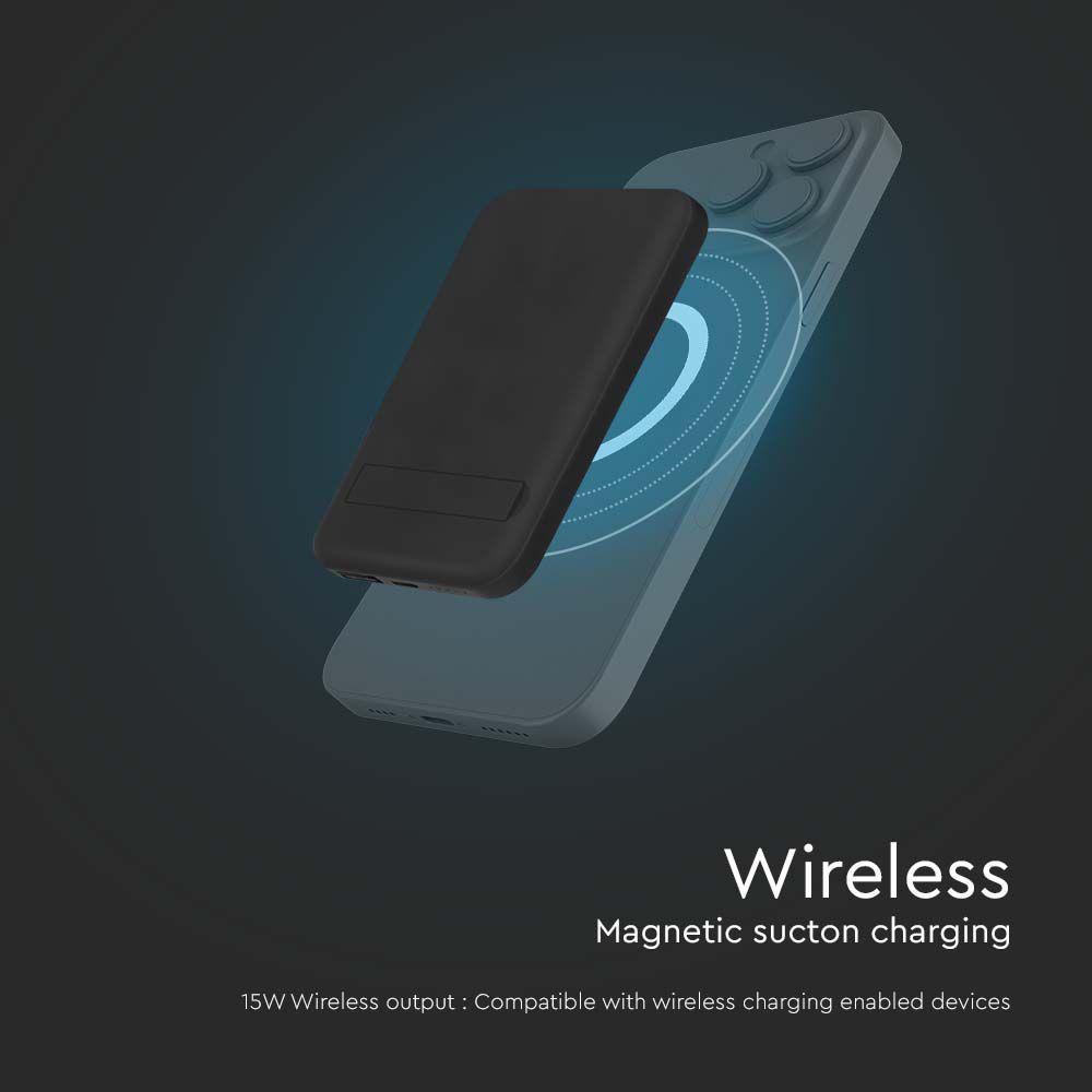 VT-3529 10000mah MAGNETIC WIRELESS POWER BANK WITH METAL RING-BLACK