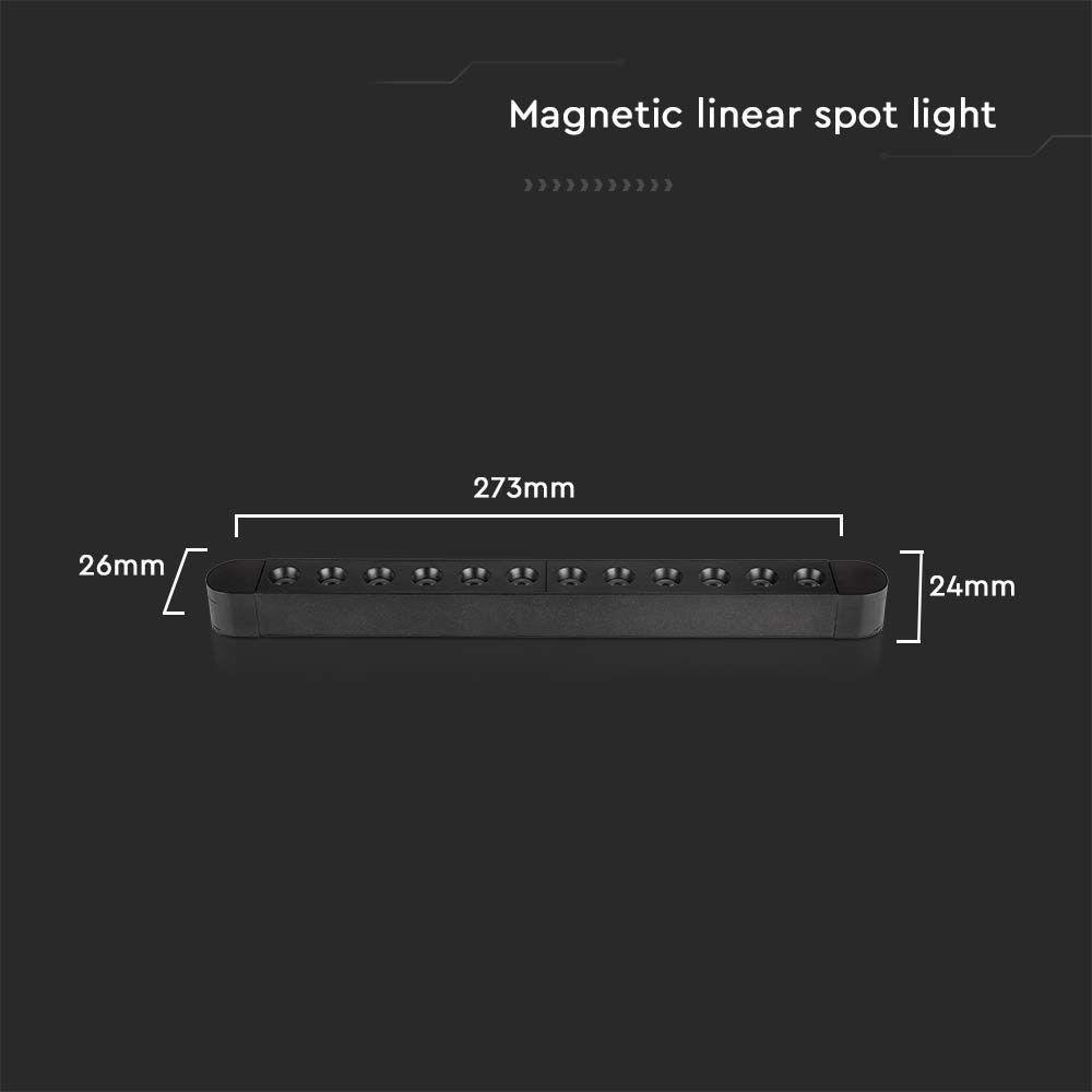 12W Lampa na Szynoprzewód SLIM MAGNETIC, Barwa: 3000K, Obudowa: Czarna , VTAC, SKU 10237