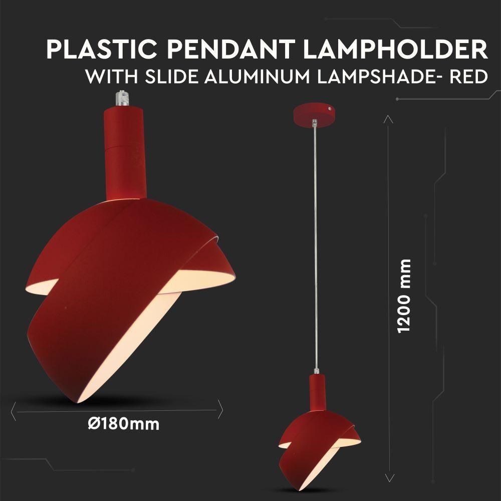 VT-7100 E14 PLASTIC PENDANT LAMPHOLDER WITH SLIDE ALUMINUM LAMPSHADE-RED