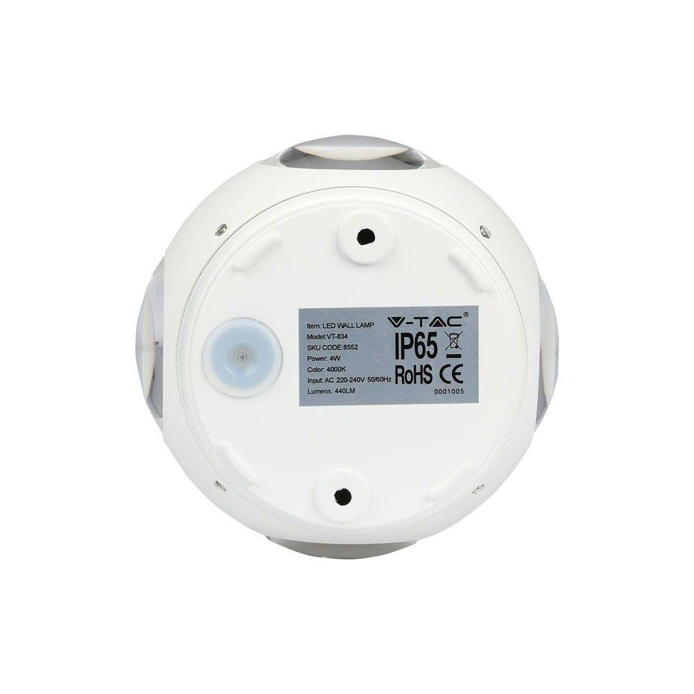 VT-834 4W LED WALL LIGHT(ROUND) 4000K IP65-WHITE BODY