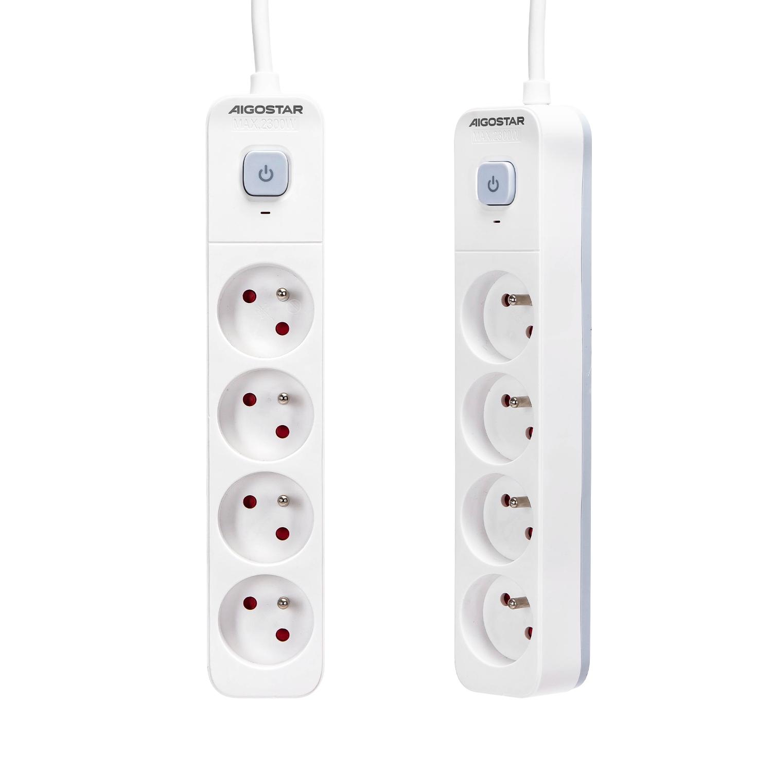 Power strips 4-way 3m H05VV-F 3G1.0m㎡ White and Gray