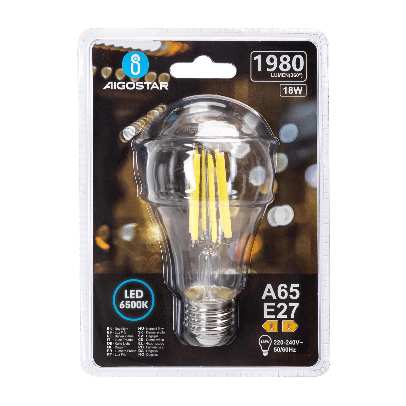 Żarówka LED Filament (Przezroczysta) A65 E27 18W