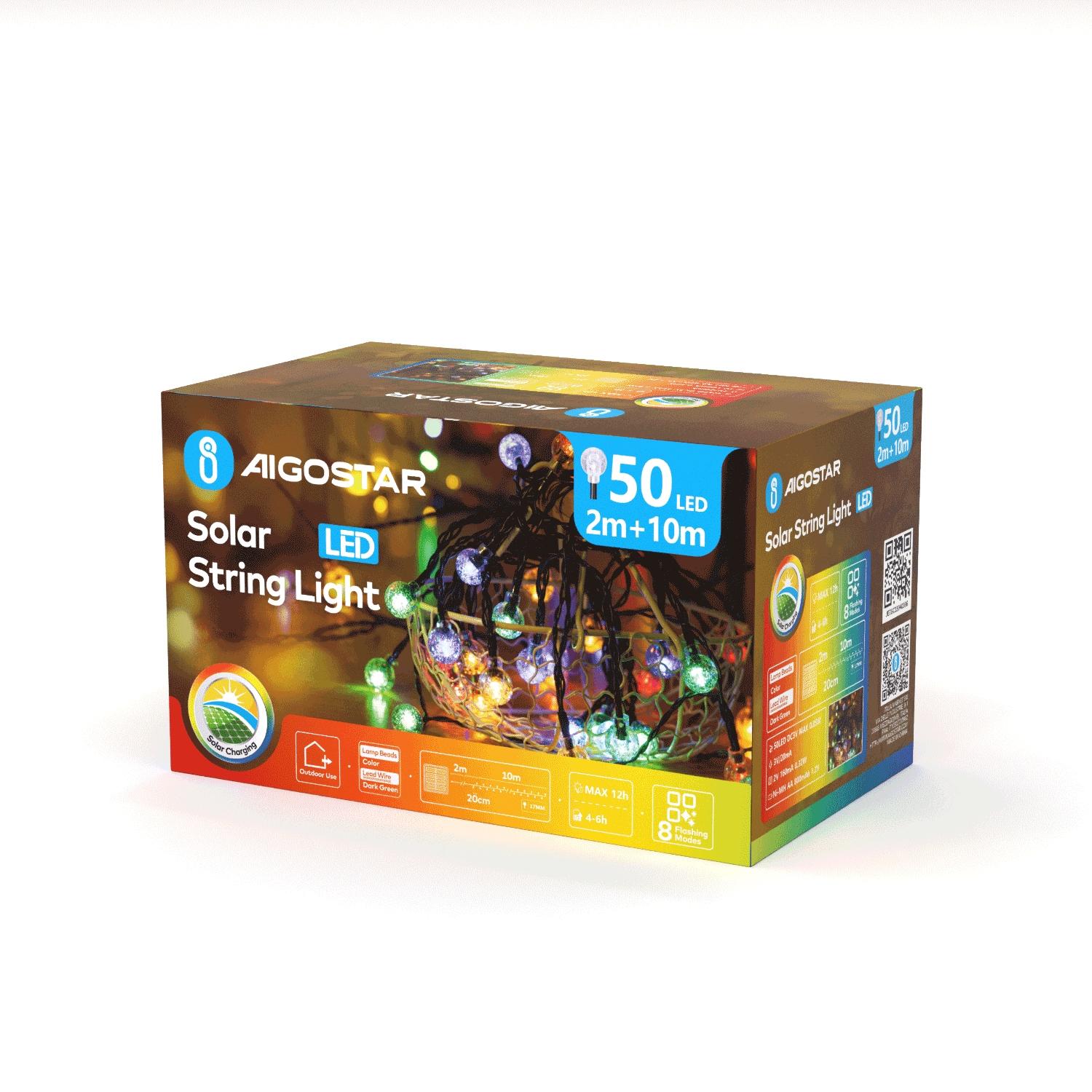 Solar bubble string lights, RGBY, 2m+10m