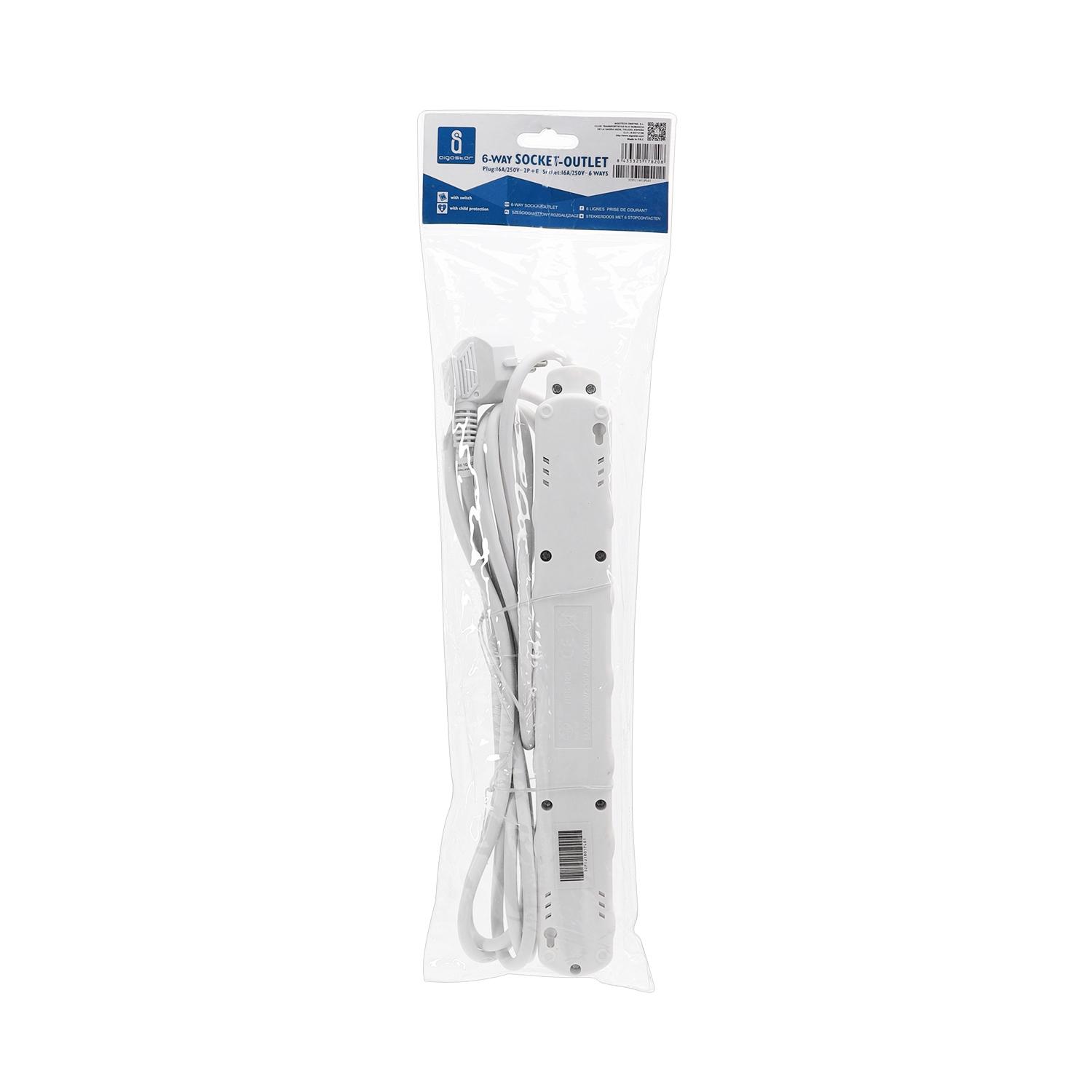 Power strips 6-way 3m H05VV-F 3G1.0m㎡ White