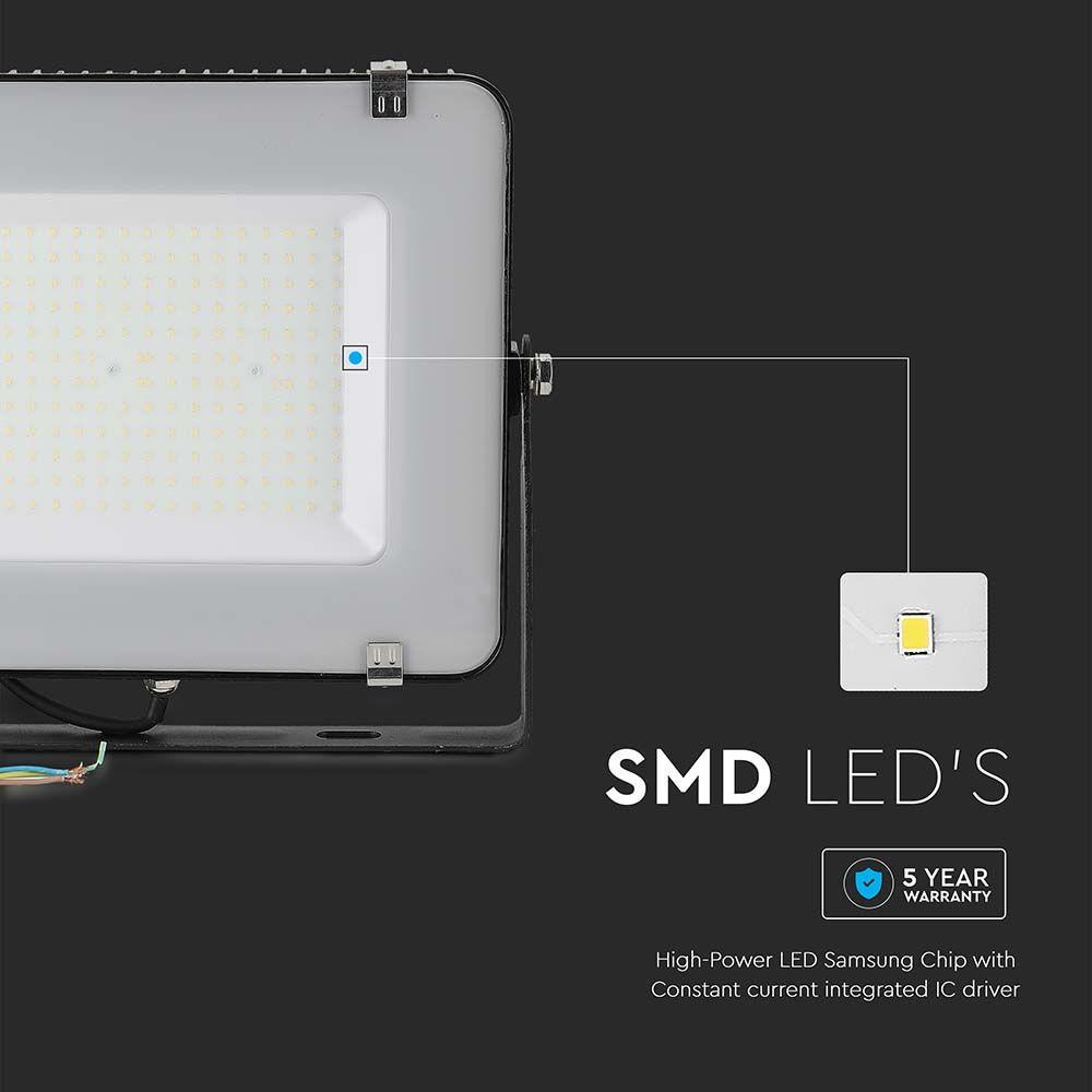 VT-156 150W SMD FLOODLIGHT SAMSUNG CHIP 6500K BLACK BODY GREY GLASS