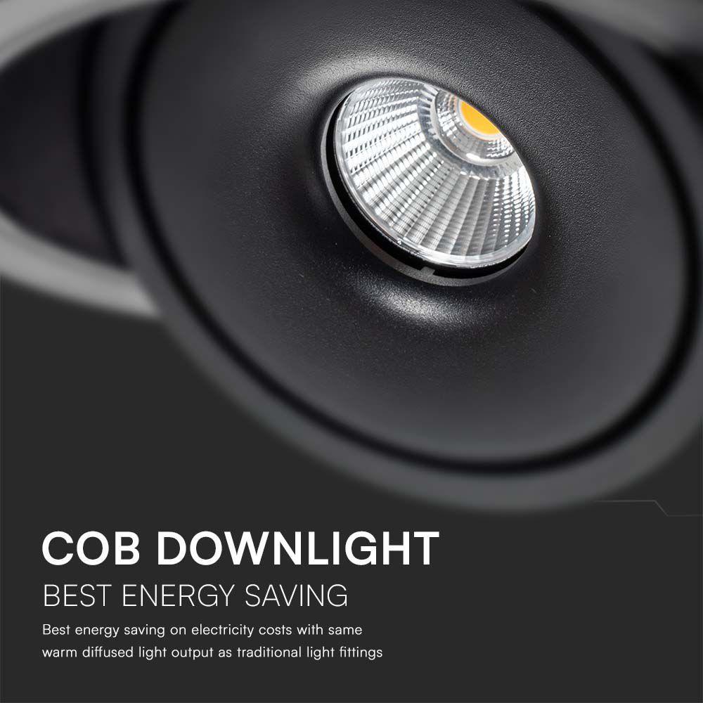 30W Oprawa COB Downlight LED, Barwa: 3w1, Obudowa: Czarna , VTAC, SKU 10582