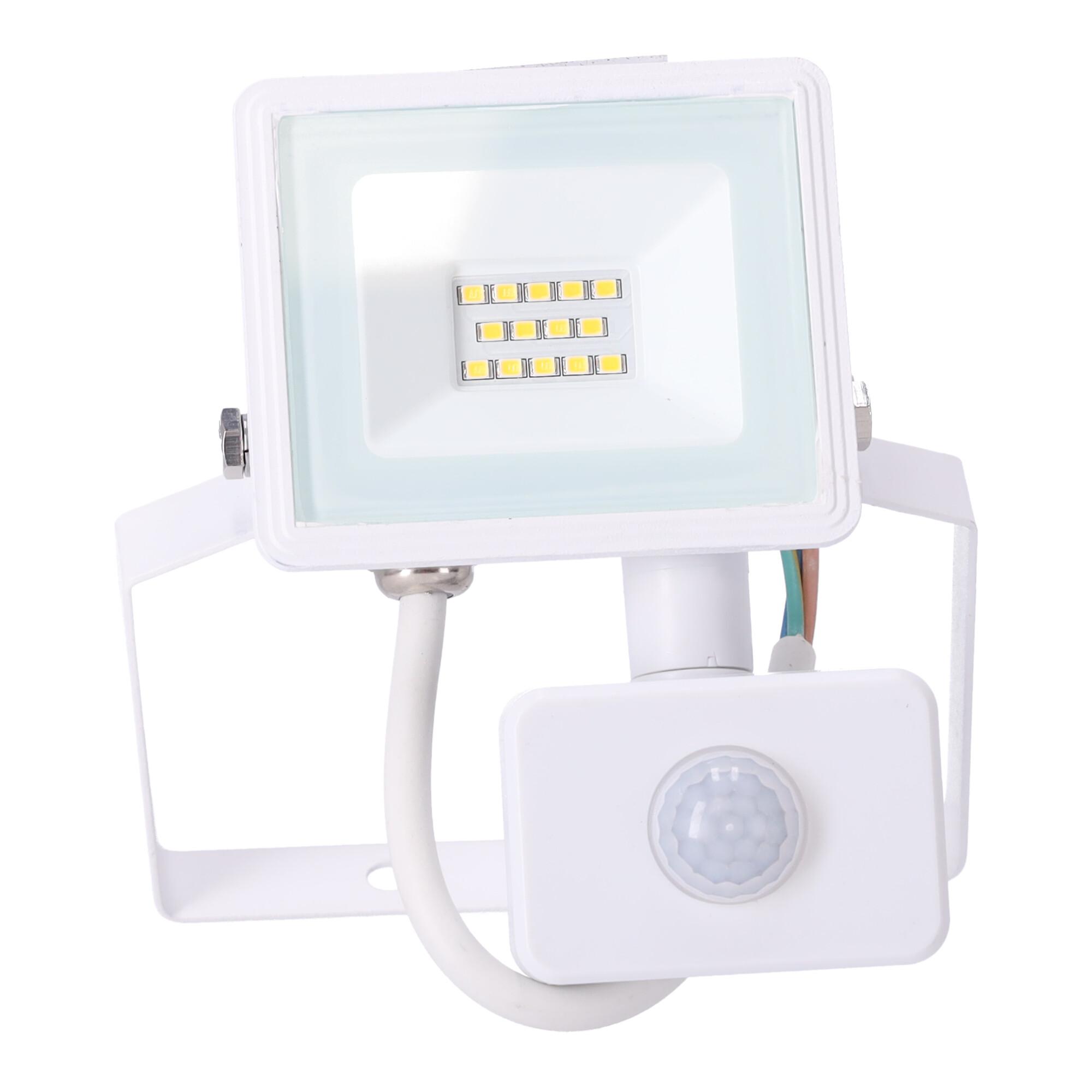 LED Slim Floodlight with Sensor White 10W (Die-casting)