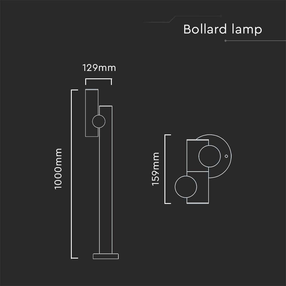 VT-1187 BOLLARD GARDEN LIGHT (129X159X1000mm) LED MODULE 600LM 4000K BLACK BODY IP44