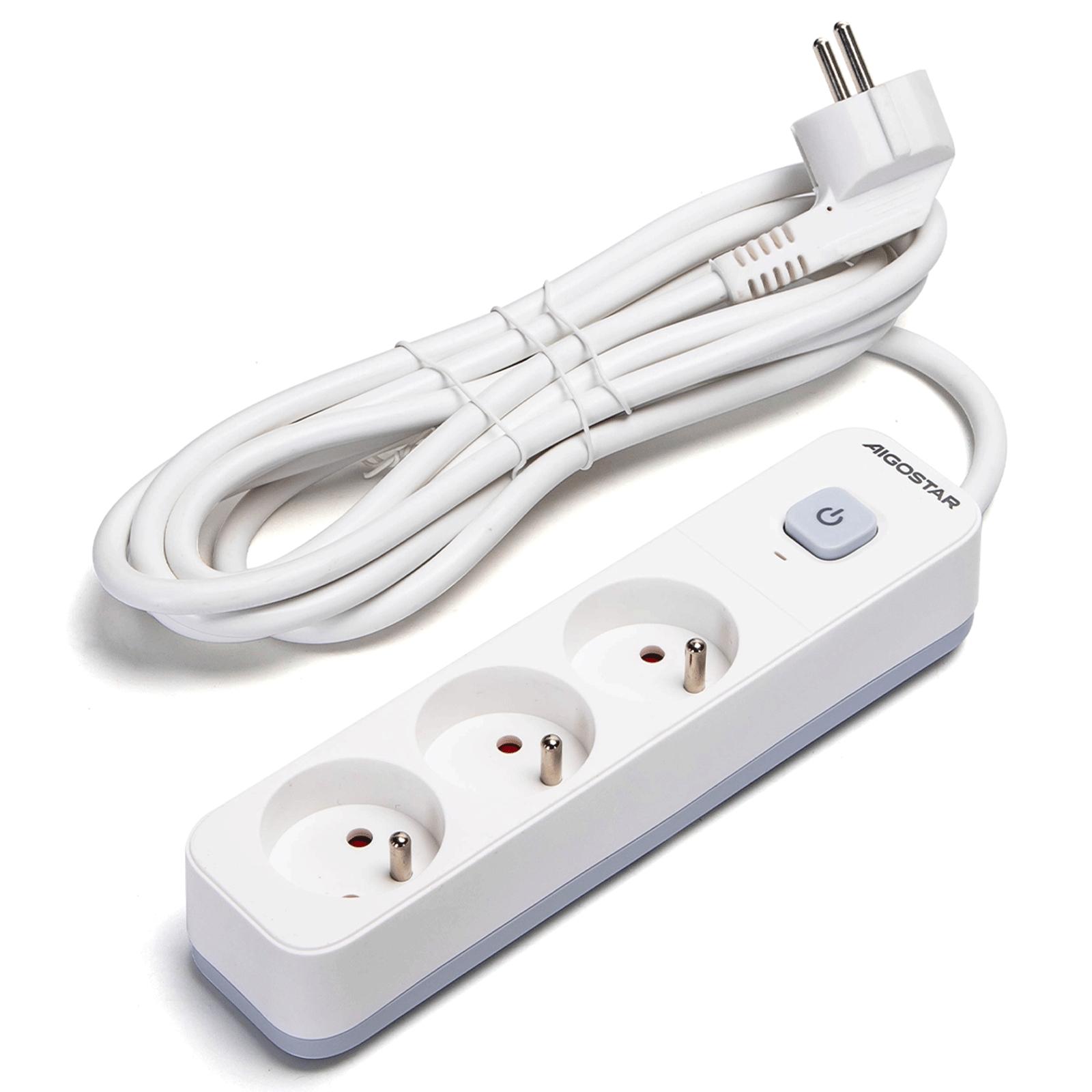 Power strips 3-way 3m H05VV-F 3G1.5m㎡ White and Gray