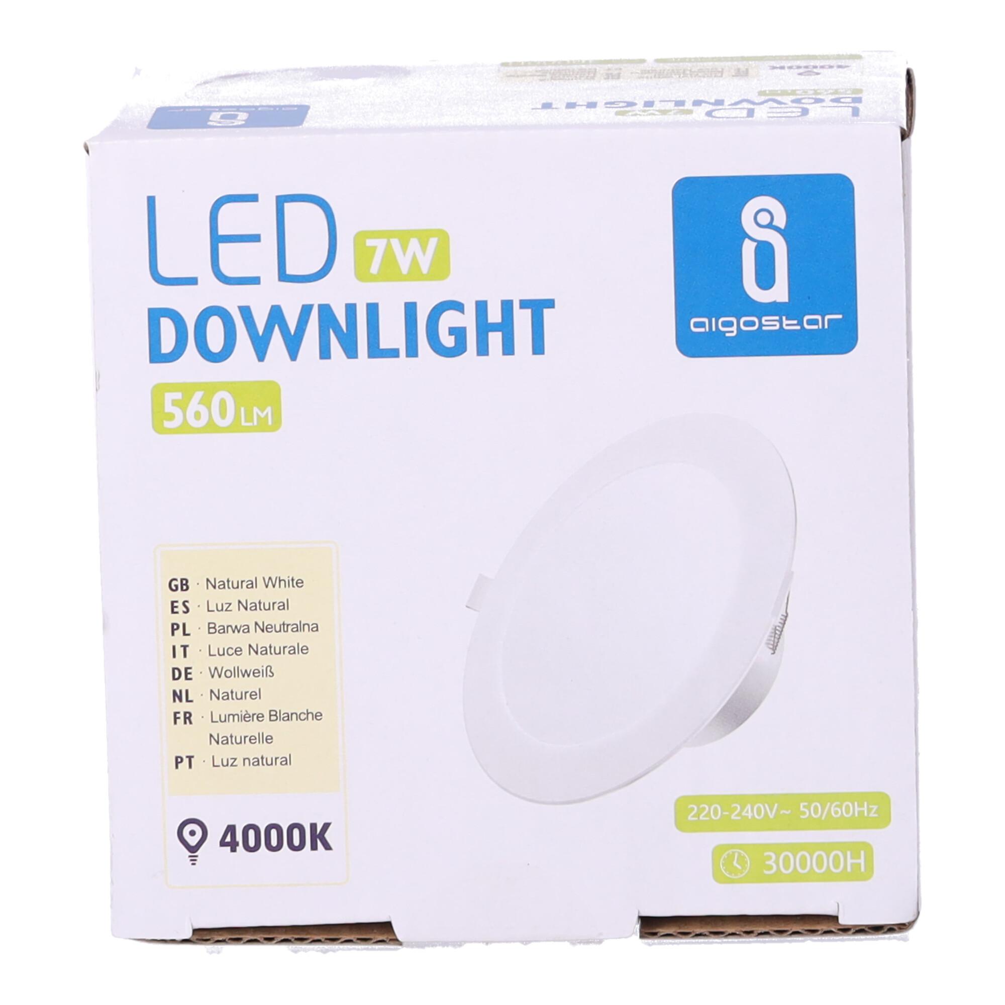 Podtynkowy okrągły downlight LED 7W Światło naturalne