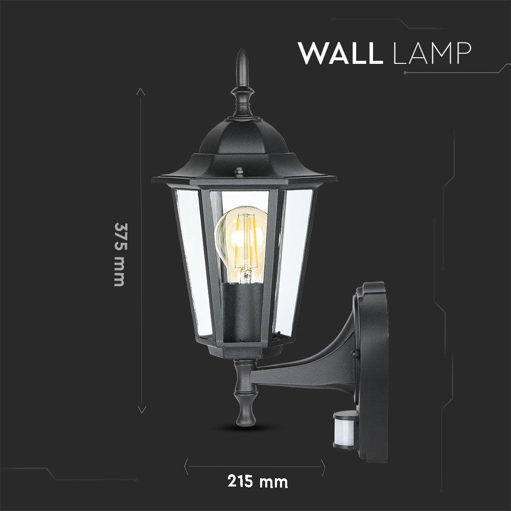 VT-751 E27 WALL LAMP WITH SENSOR-MATT BLACK