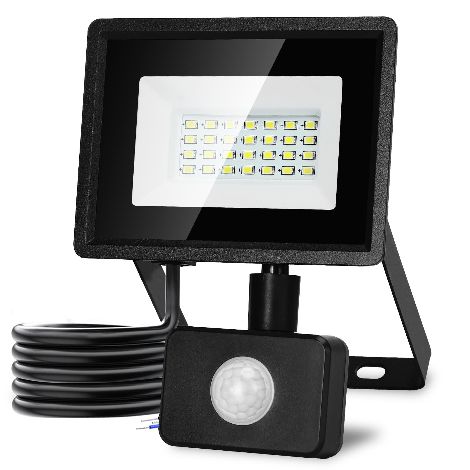 LED Motion Sensor Floodlight Black 20W (Die-casting)