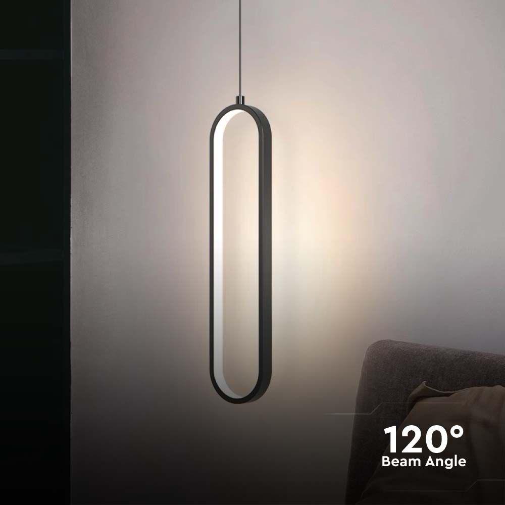 Lampa wisząca LED (40CM), Barwa: 3000K, Obudowa: Czarna      , VTAC, SKU 10076