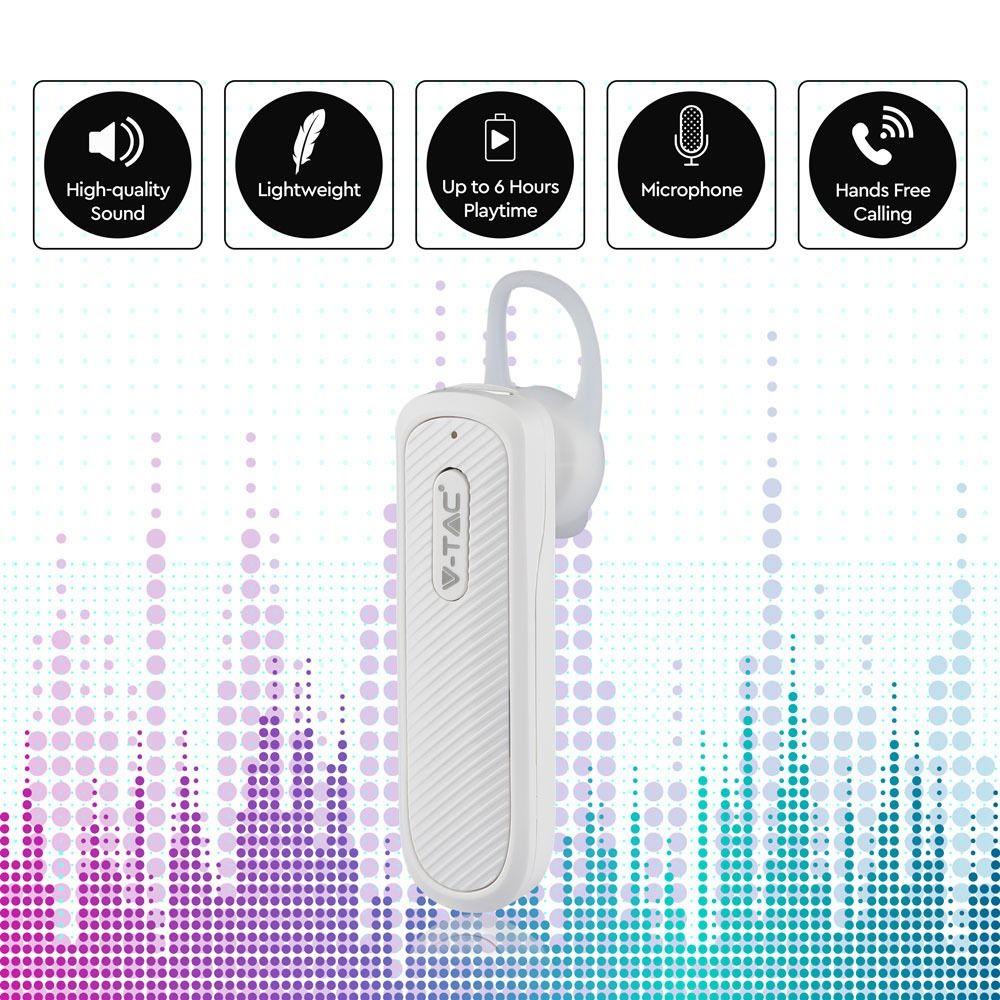 Słuchawka douszna z mikrofonem, 70mAh, Biały, VTAC, SKU 7701