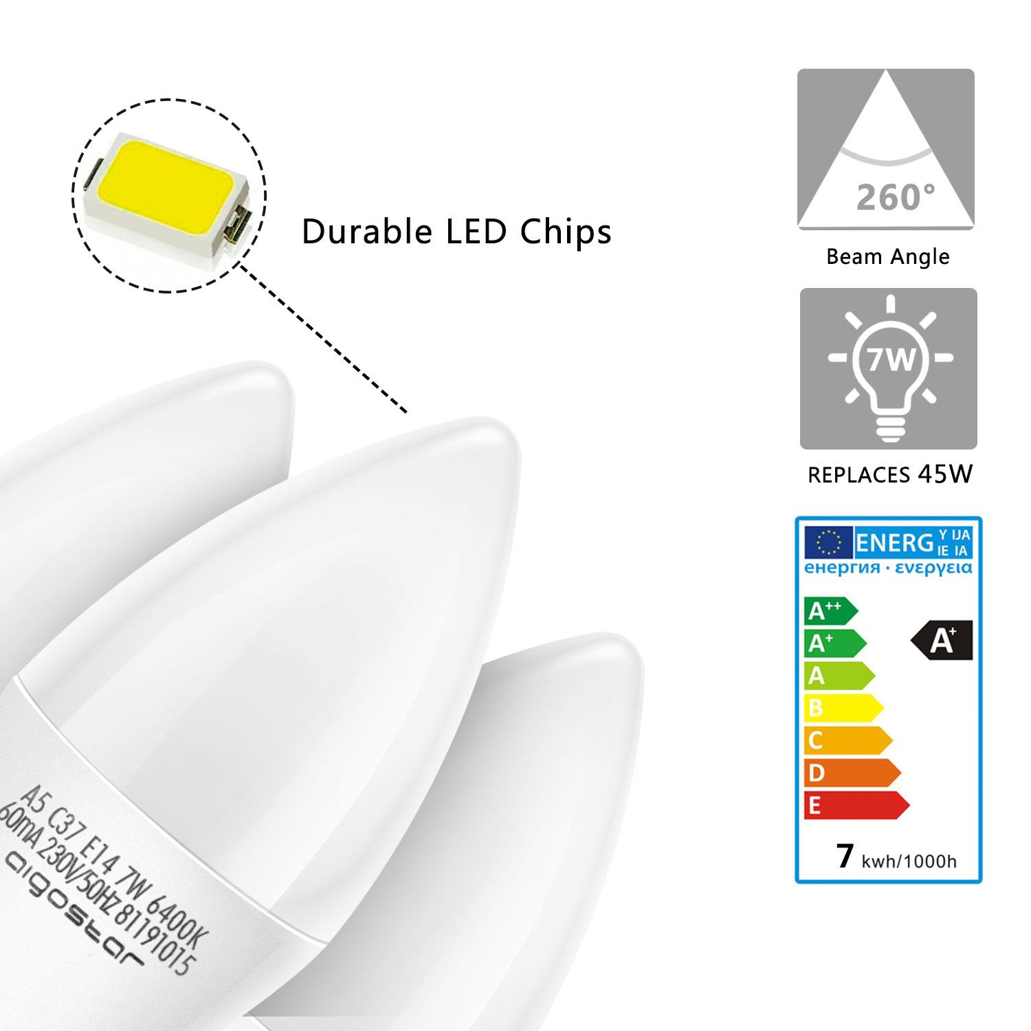 LED E14 C37 7W Barwa Zimna