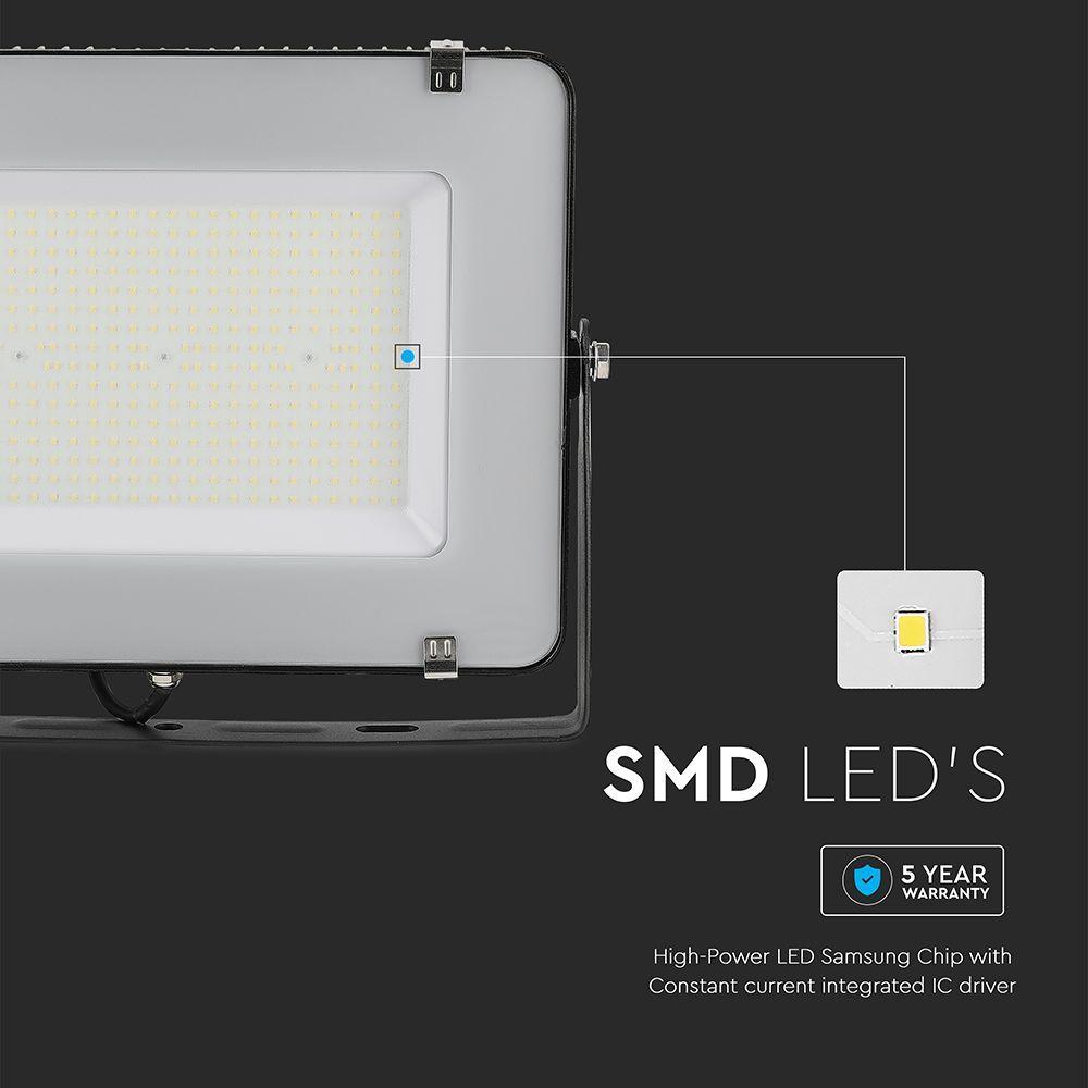 VT-206 200W SMD FLOODLIGHT SAMSUNG CHIP 6500K BLACK BODY GREY GLASS