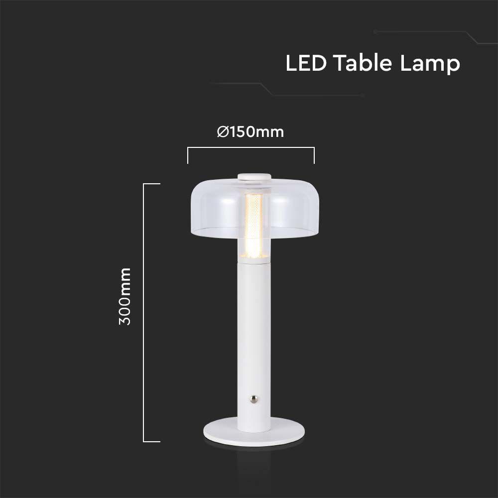 VT-1049 LED TABLE LAMP 1800mAH BATTERY D:150x300 3000K WHITE BODY