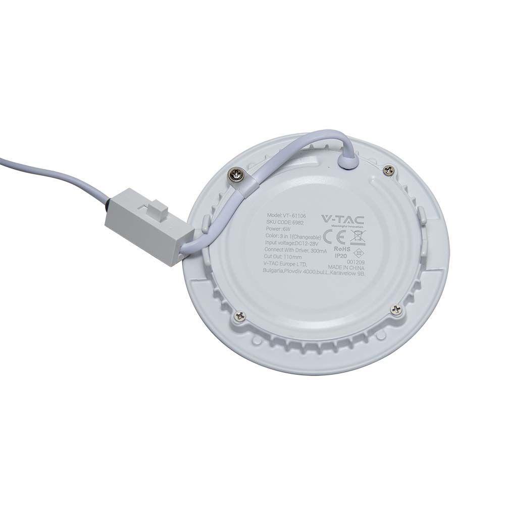 6W Panel LED , Barwa:3w1/ Okrągły, VTAC, SKU 6982