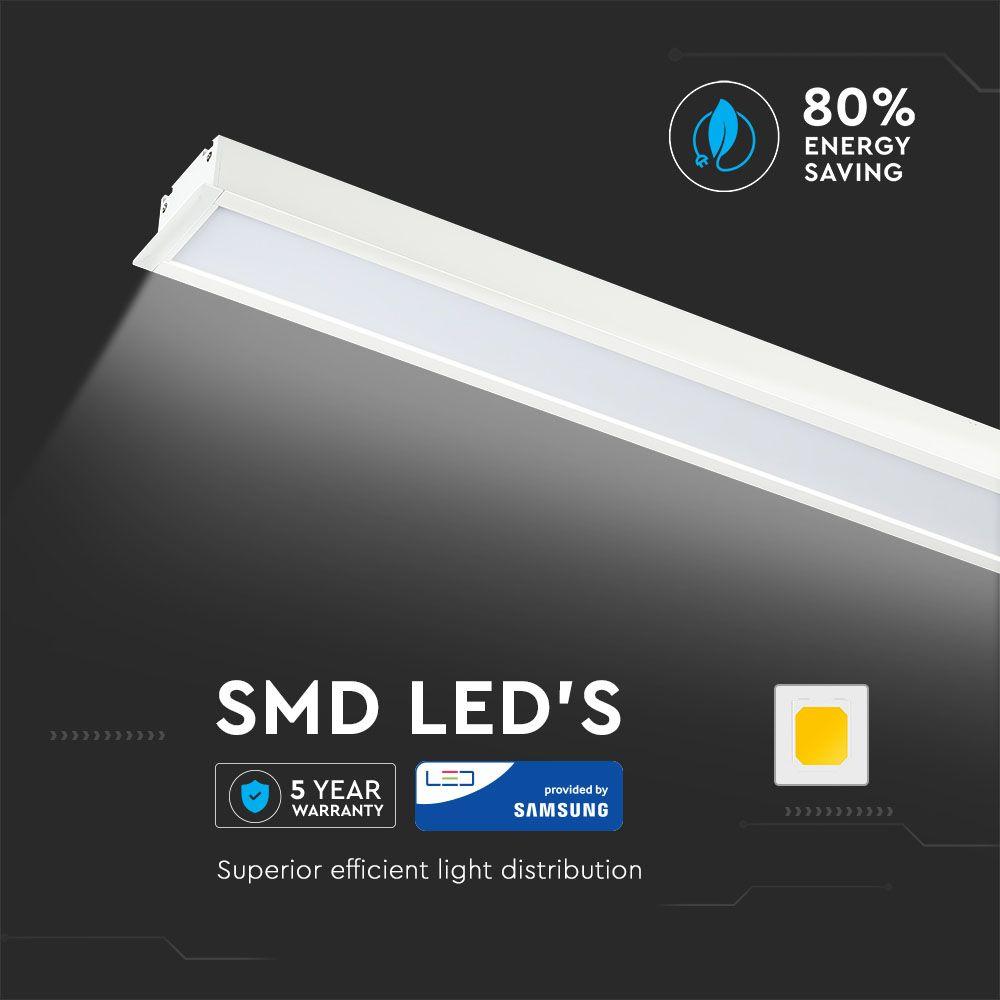 VT-7-41 40W LED LINEAR RECESSED LIGHT SAMSUNG CHIP 6400K 5YRS WTY-WHITE BODY