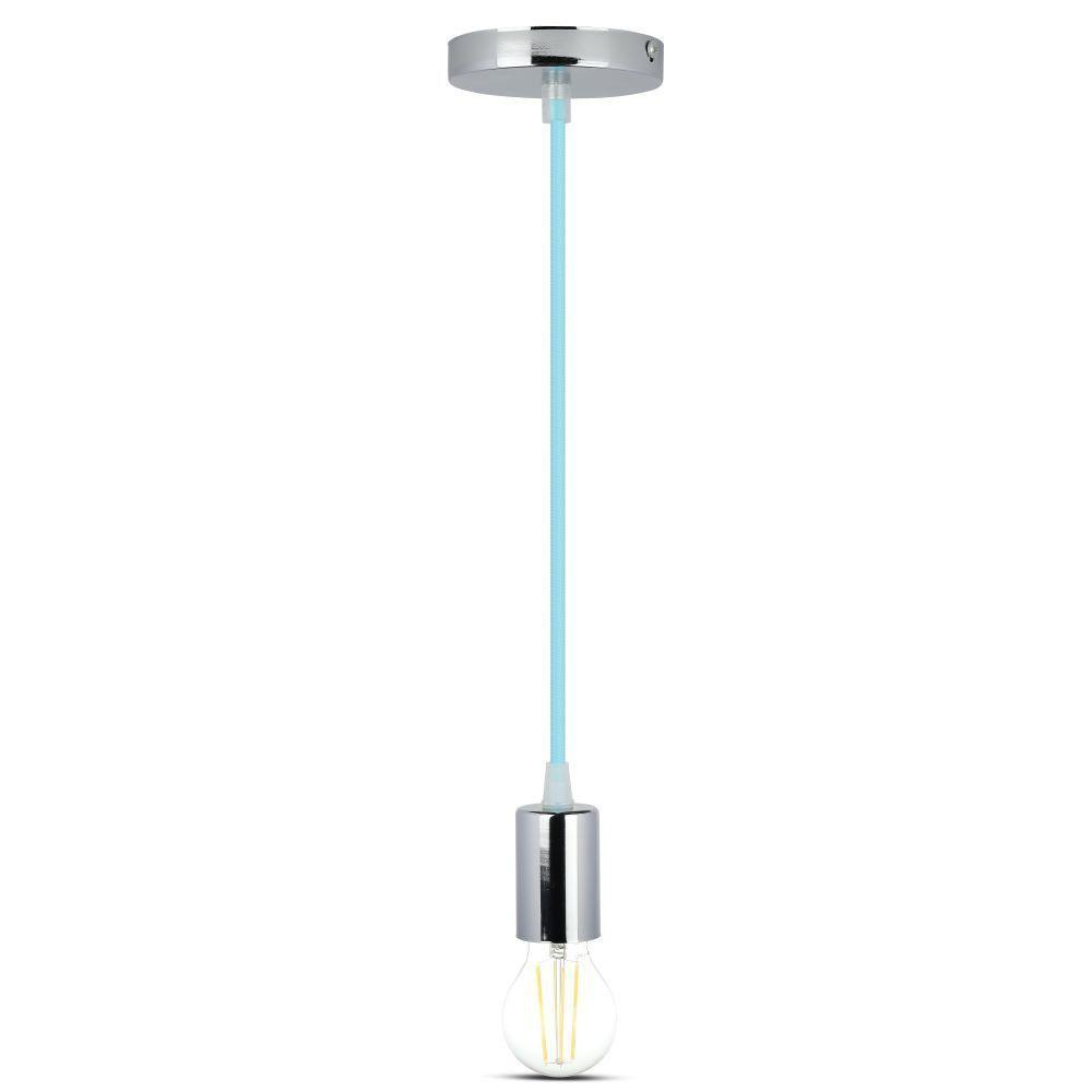 Lampa wisząca, oprawka chrom + przewód Jasny niebieski, VTAC, SKU 3787