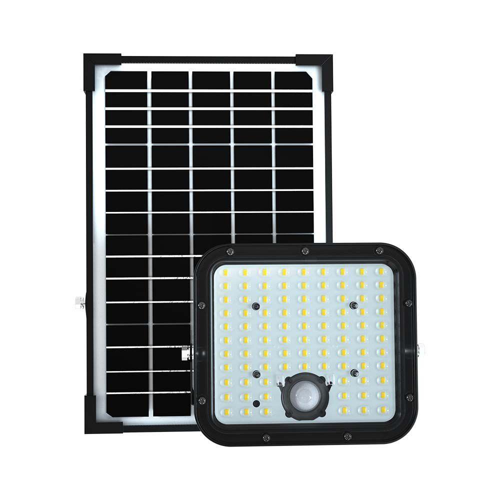 30W Naświetlacz solarny LED 4800LM, Bateria: LiFePO4 6.4V 6000mA, Barwa: 6400K, Kolor: Czarny , VTAC, SKU 10311