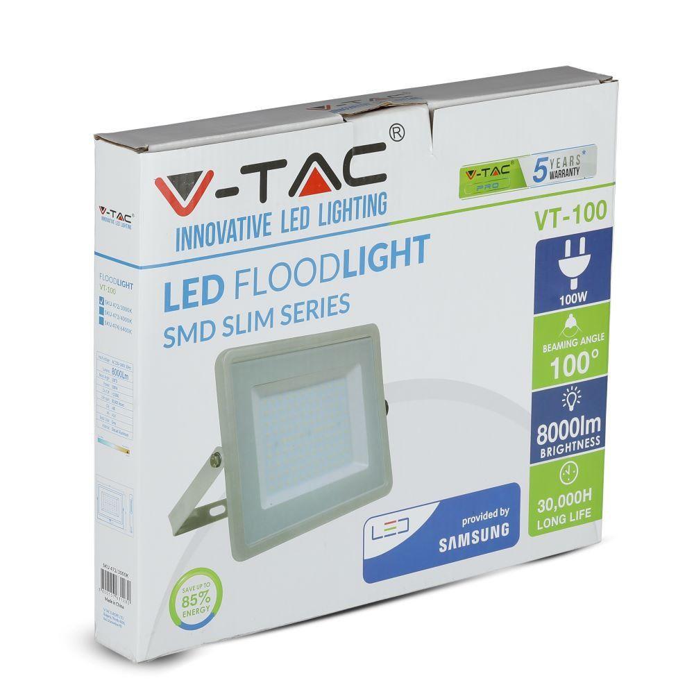 VT-100 100W SMD FLOODLIGHT SAMSUNG CHIP 6400K GREY BODY