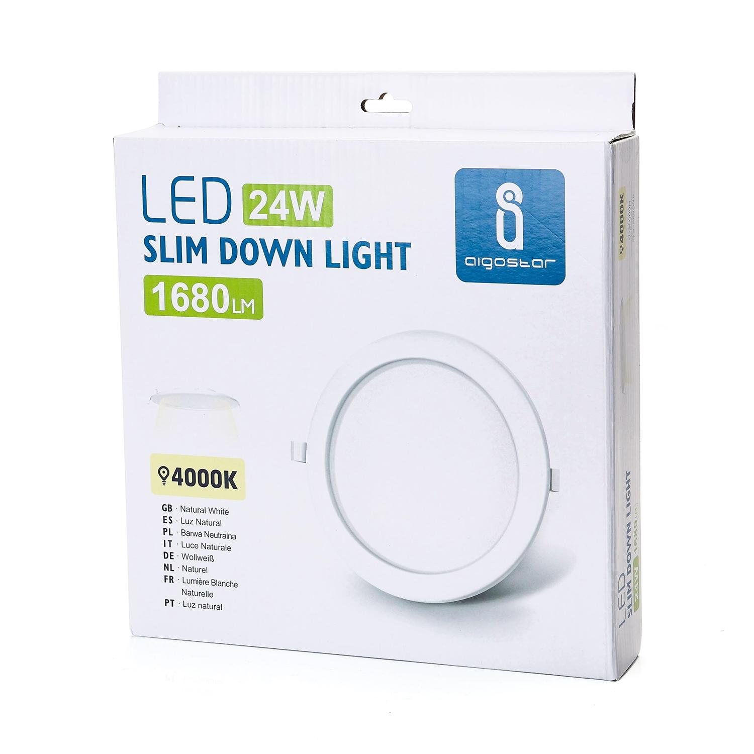 E6 LED Ultra-thin Flush-mounted Round Downlight 24W Natural Light