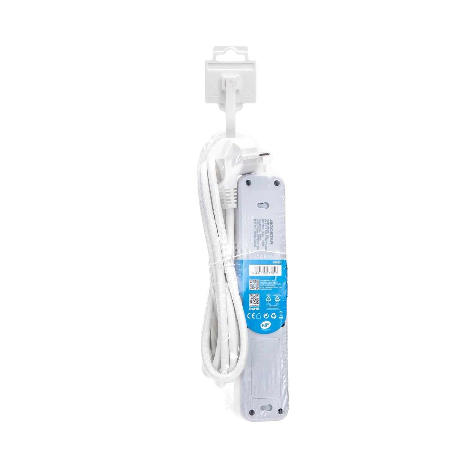 Power strips 4-way 3m H05VV-F 3G1.5m㎡ White and Gray