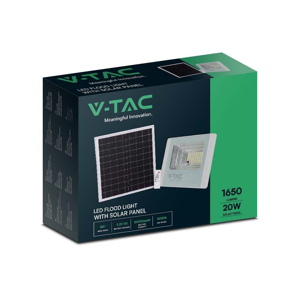 VT-60W 20W SOLAR PANEL WITH LED FLOODLIGHT 6400K WHITE BODY