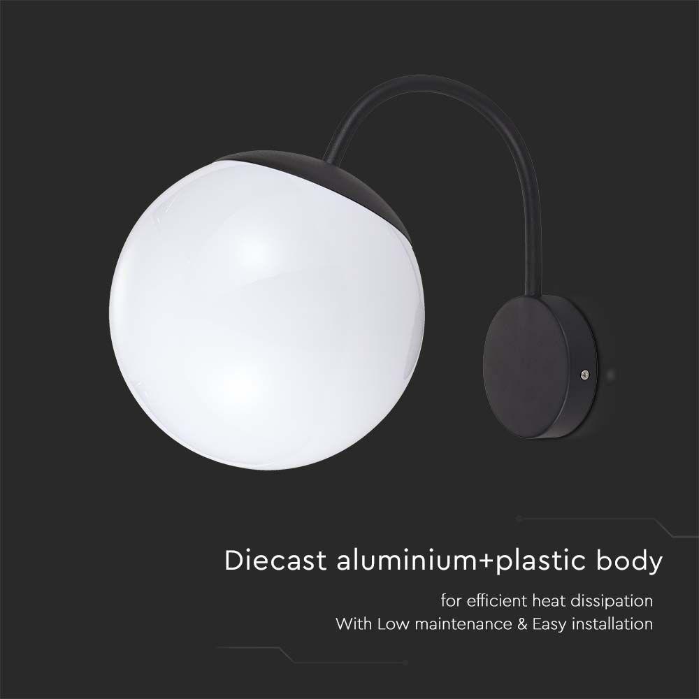 VT-1223 WALL LAMP(1*E27)-MATT BLACK-OPAL PLASTIC BALL