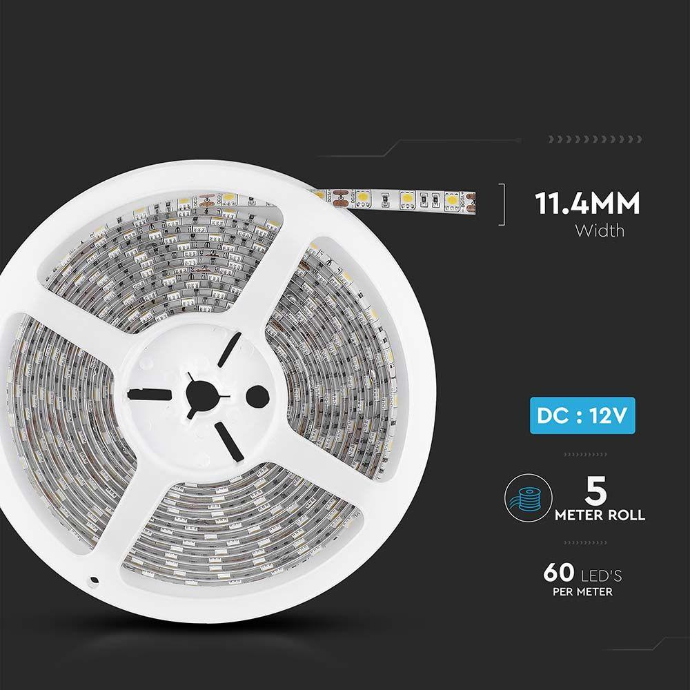 11W Taśma LED, Barwa:3000K, IP65 , Rolka:5m, VTAC, SKU 212149