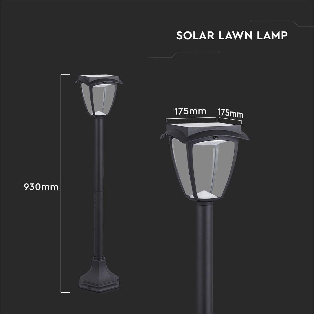 VT-984 LED SOLAR LAWN LAMP 3000K+6000K MATT BLACK BODY