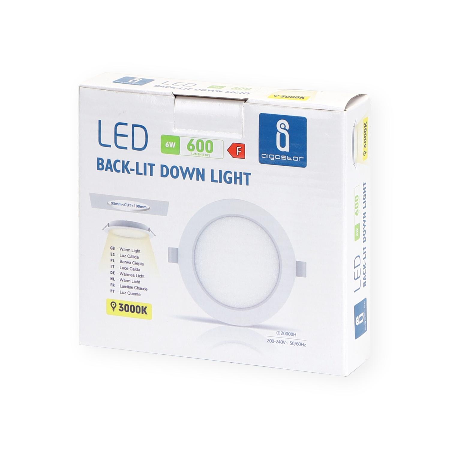 E6 LED  Flush-mounted Round Downlight 6W Yellow Light