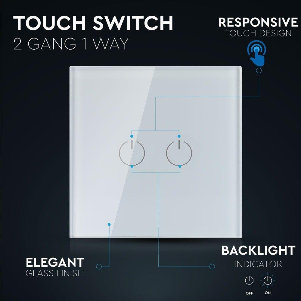 VT-5112 2 GANG 1 WAY TOUCH SWITCH-WHITE