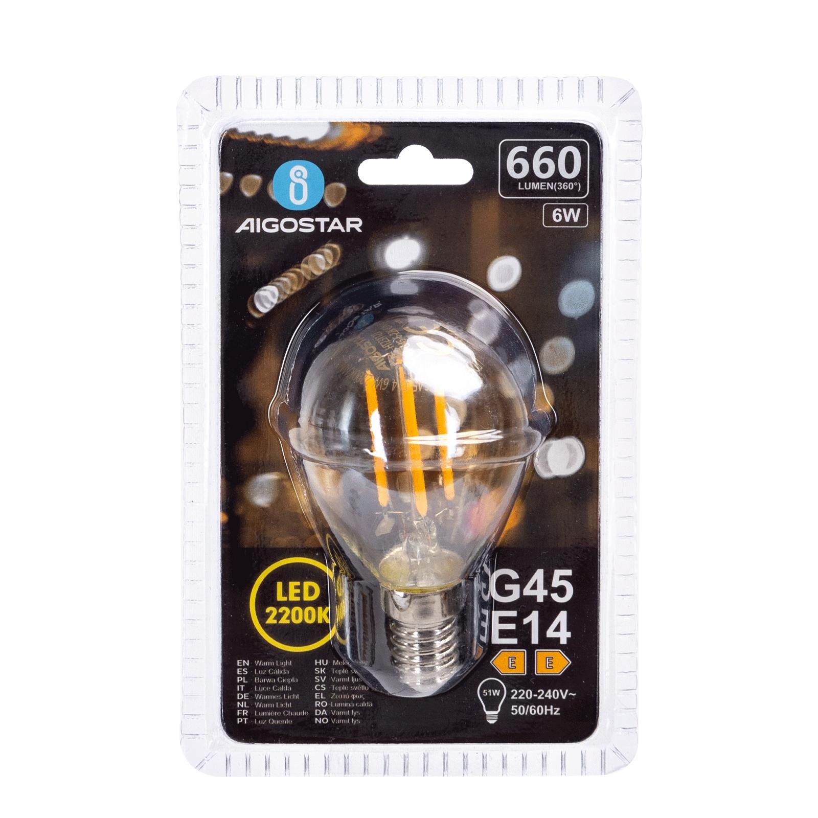 LED Filament Bulb (Amber) G45 E14 6W