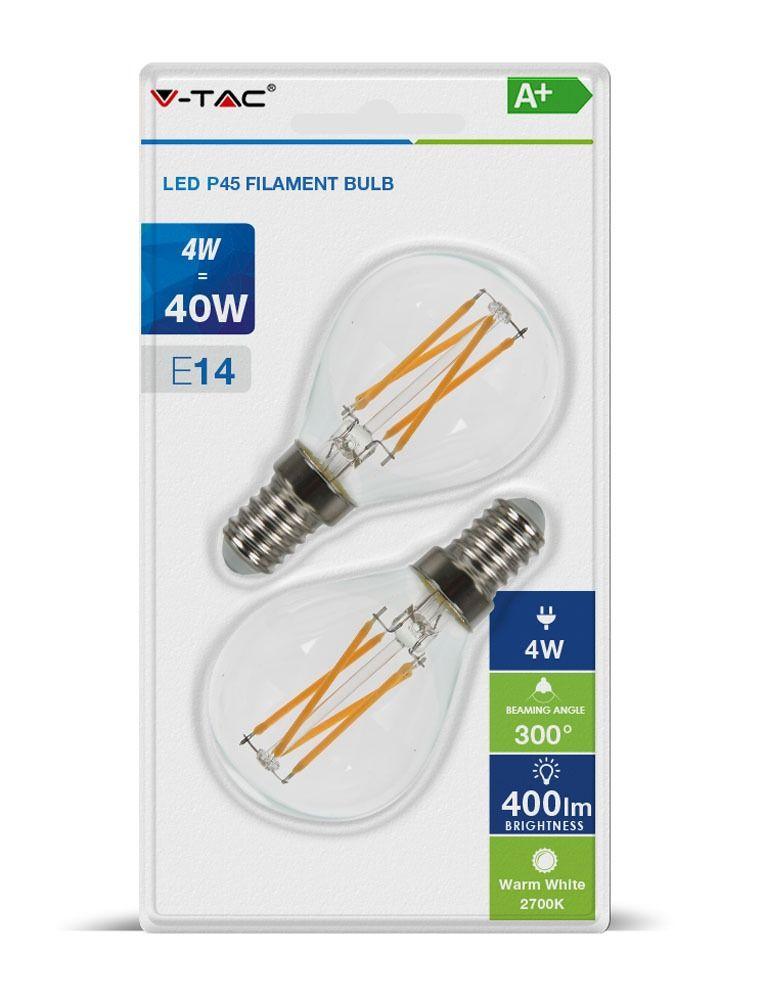 VT-2184 4W P45 CROSS FILAMENT BULB-CLEAR GLASS 2700K E14 BLISTER PACK