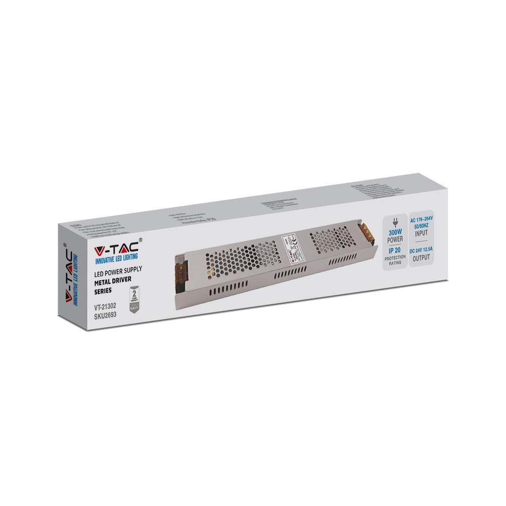 300W Zasilacz LED, Zasilanie:24V 12.5A, IP20, VTAC, SKU 2693