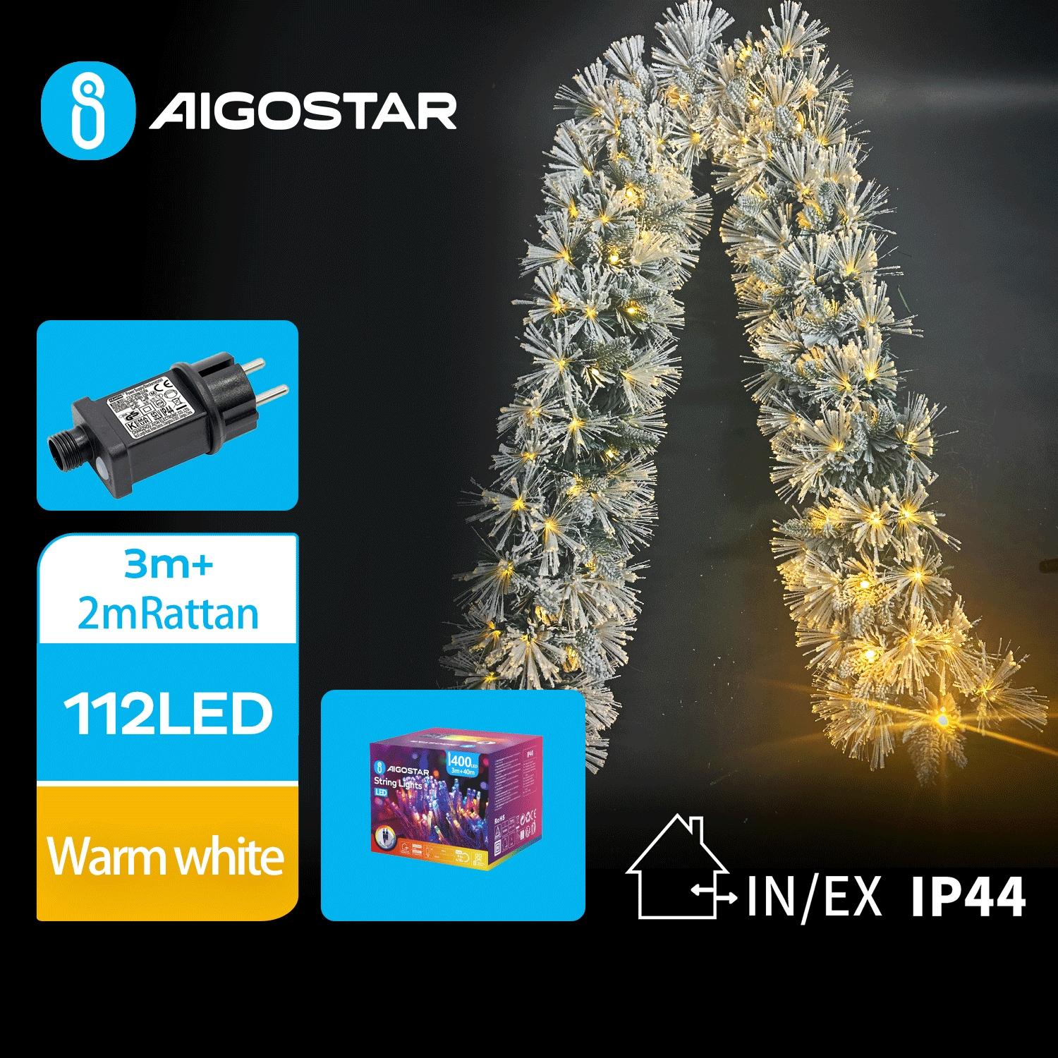 Christmas decorations-Low voltage adapter luminous Flocking Rattan-2M-Warm white-8blink+time-IP44