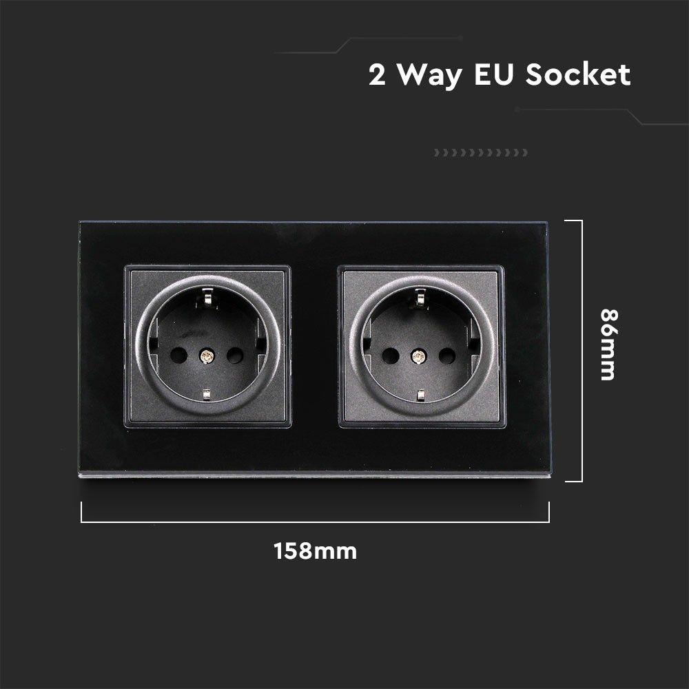 VT-5811 EU SOCKET 16A 2 WAY-BLACK