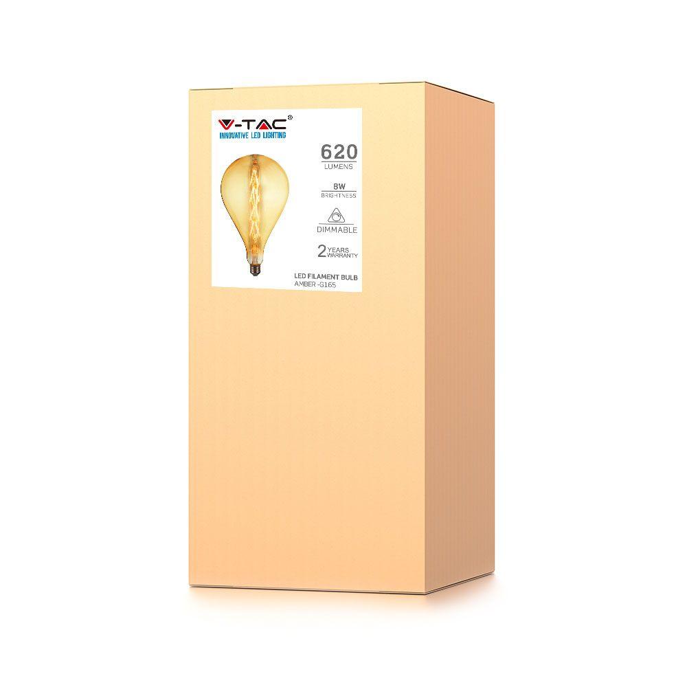 VT-2159 8W G165 LED FILAMENT BULB-AMBER GLASS WITH 2200K E27 DIMMABLE