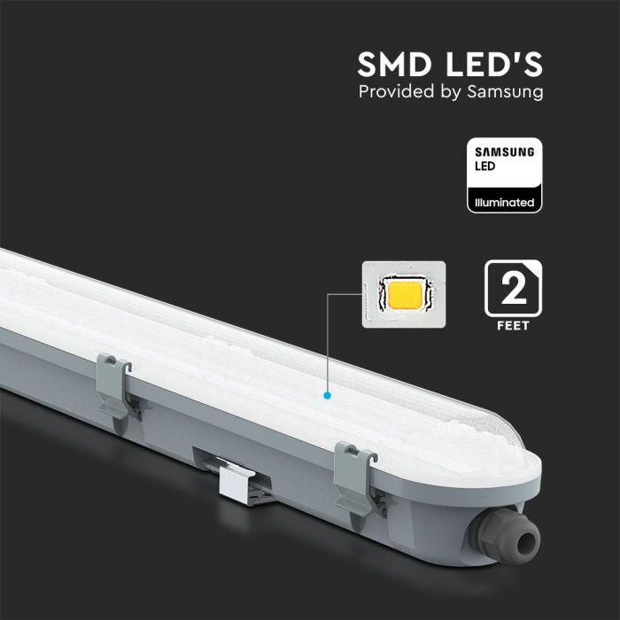 VT-60018 18W LED WATERPROOF FITTING 60CM SAMSUNG CHIP-MILKY COVER 4000K