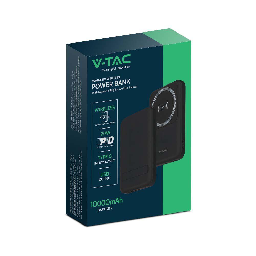 VT-3529 10000mah MAGNETIC WIRELESS POWER BANK WITH METAL RING-BLACK