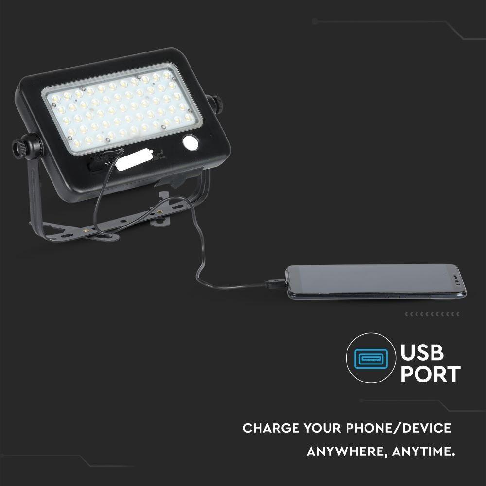 VT-788-10 10W LED SOLAR FLOODLIGHT-DETACHABLE TWIN PAD 4000K BLACK BODY