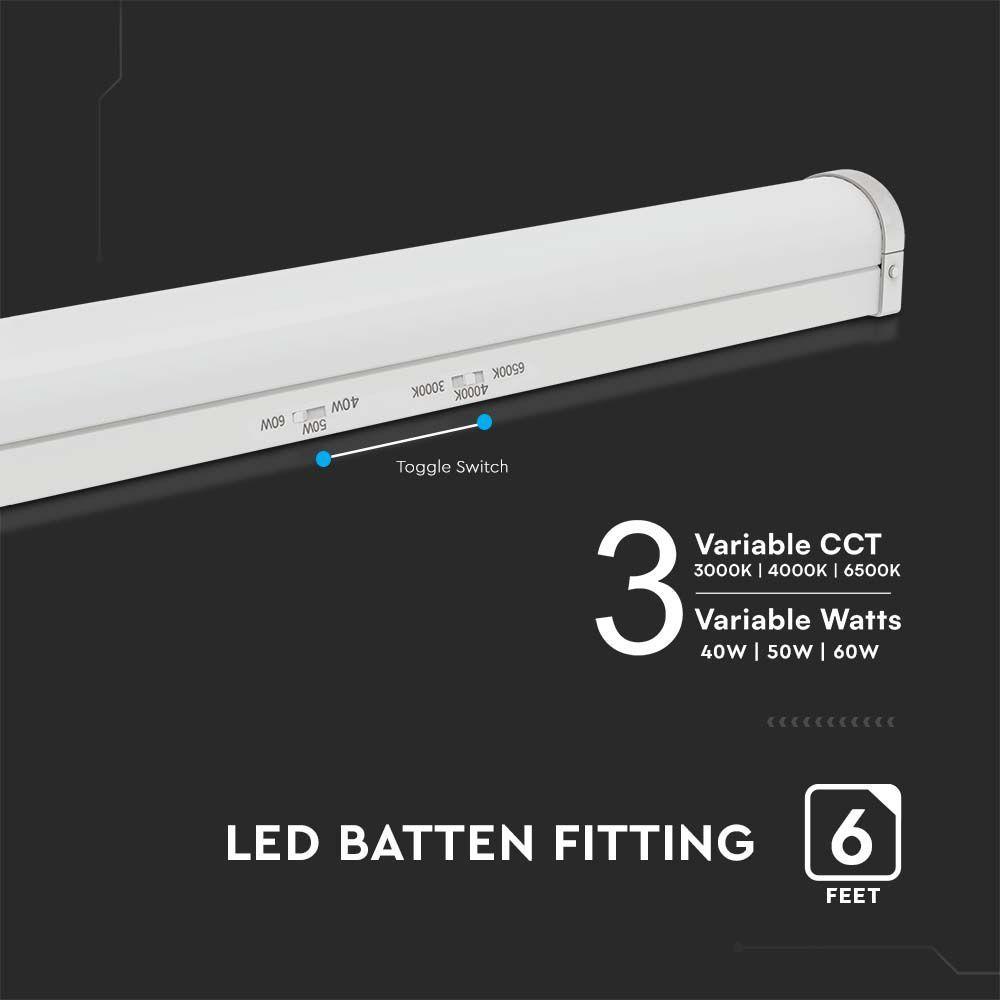 VT-4006SE 40W/50W/60W LED BATTEN FITTING SENSOR+EMERGENCY BATTERY 6FT SAMSUNG CHIP CCT 3IN1 135LM/W