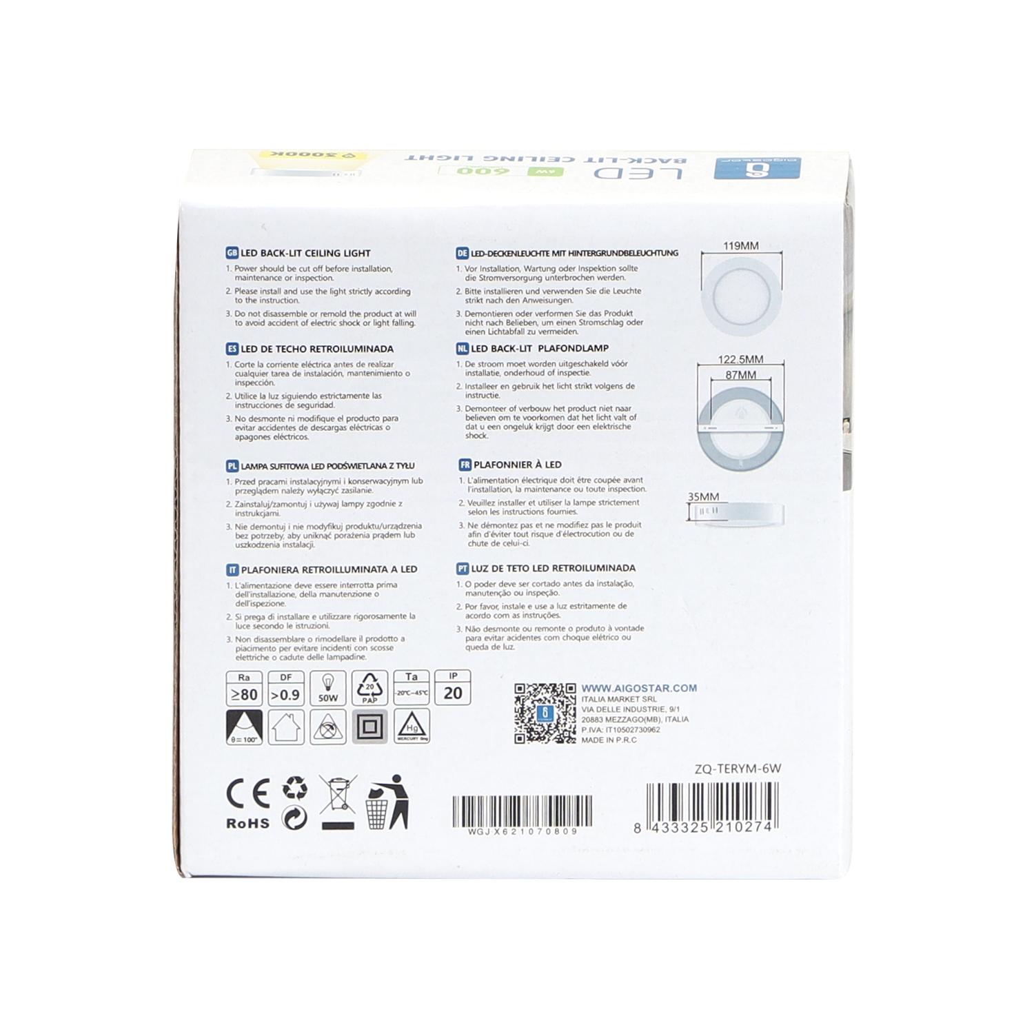 E6 LED  Surface-mounted Round Downlight 6W Yellow Light