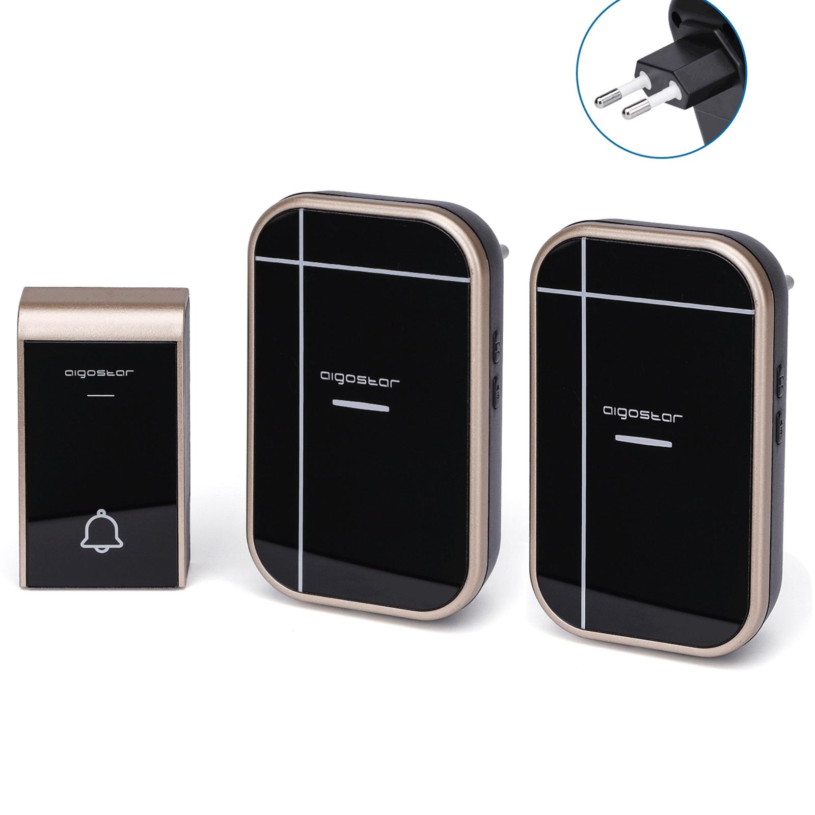 AC Wireless Digital Door Bell (one to two) Black & Golden