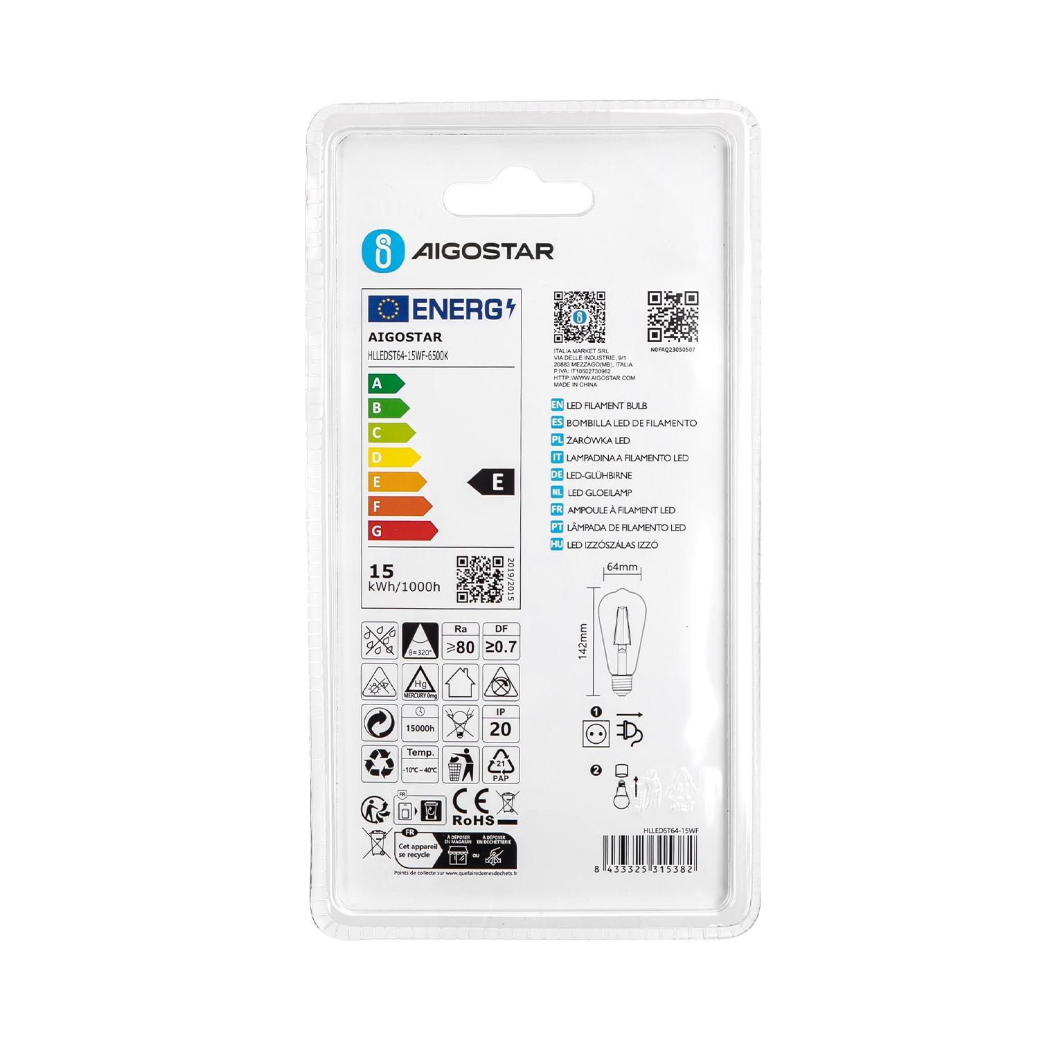 Mlecznobiała żarówka LED ST64 E27 15W