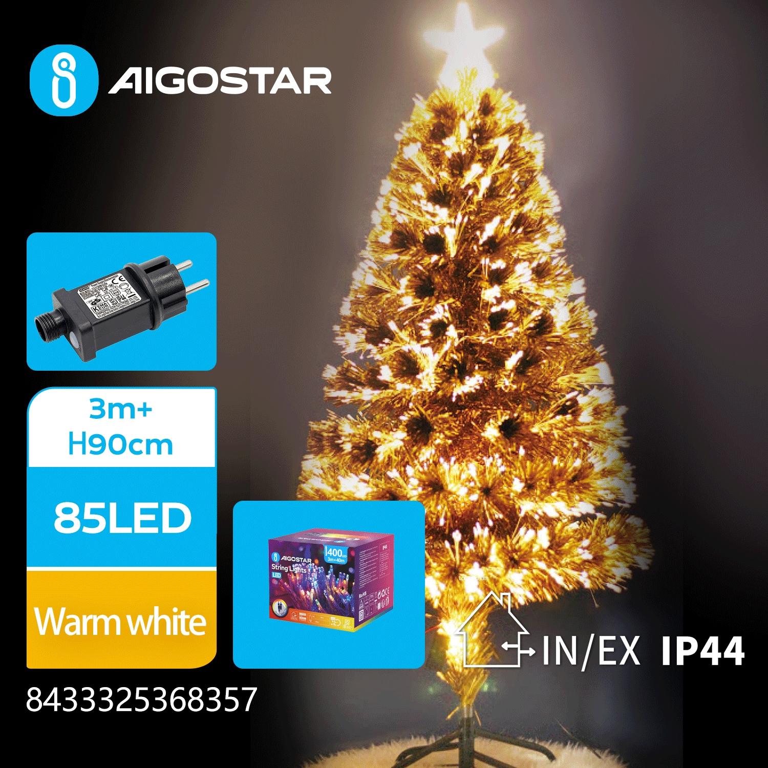 Christmas decorations-Low voltage adapter Pure Fiber tree-90CM-Warm white-8blink+time-IP44